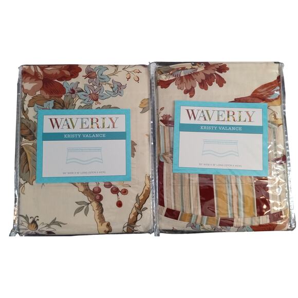 Waverly Pair Kristy Charleston Chirp Valances Birds Flowers  50" x 16" - Picture 1 of 10